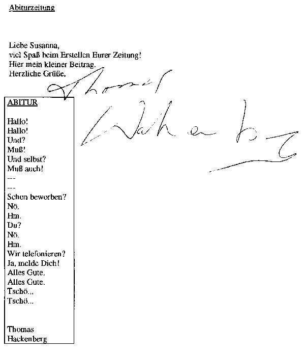 Gl&uuml;ckwunschschreiben von Thomas Hackenberg